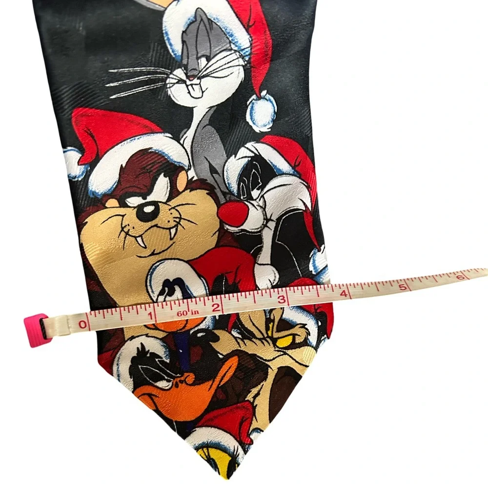 Vtg 1996 Black Looney Tunes Mania Christmas Tie Bugs Bunny Taz Daffy Sylvester